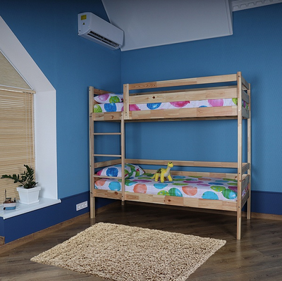Двоярусне дерев'яне ліжко в дитячу кімнату babyson 3 фото