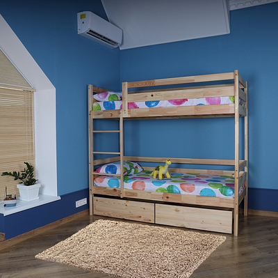 Двоярусне дерев'яне ліжко в дитячу кімнату babyson 4 фото